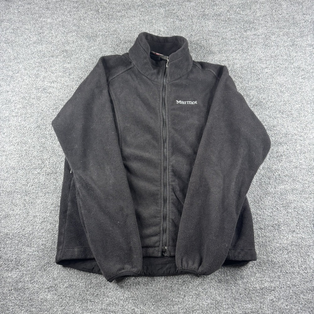 Marmot‎ Jacket Womens L Black Full Zip Fleece Logo Pockets Outdoors Hiking